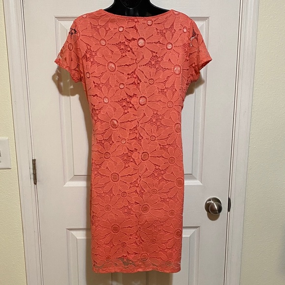 Tiana B. Coral Lace Dress Medium - Picture 3 of 7